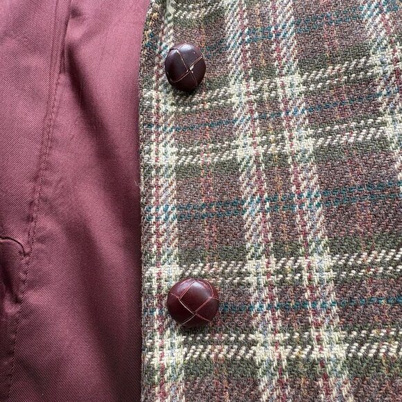 VTG EJE Blazer Jacket Womens 14 Brown Plaid Dark Academia 90s Wool Runs Small - Picture 4 of 16